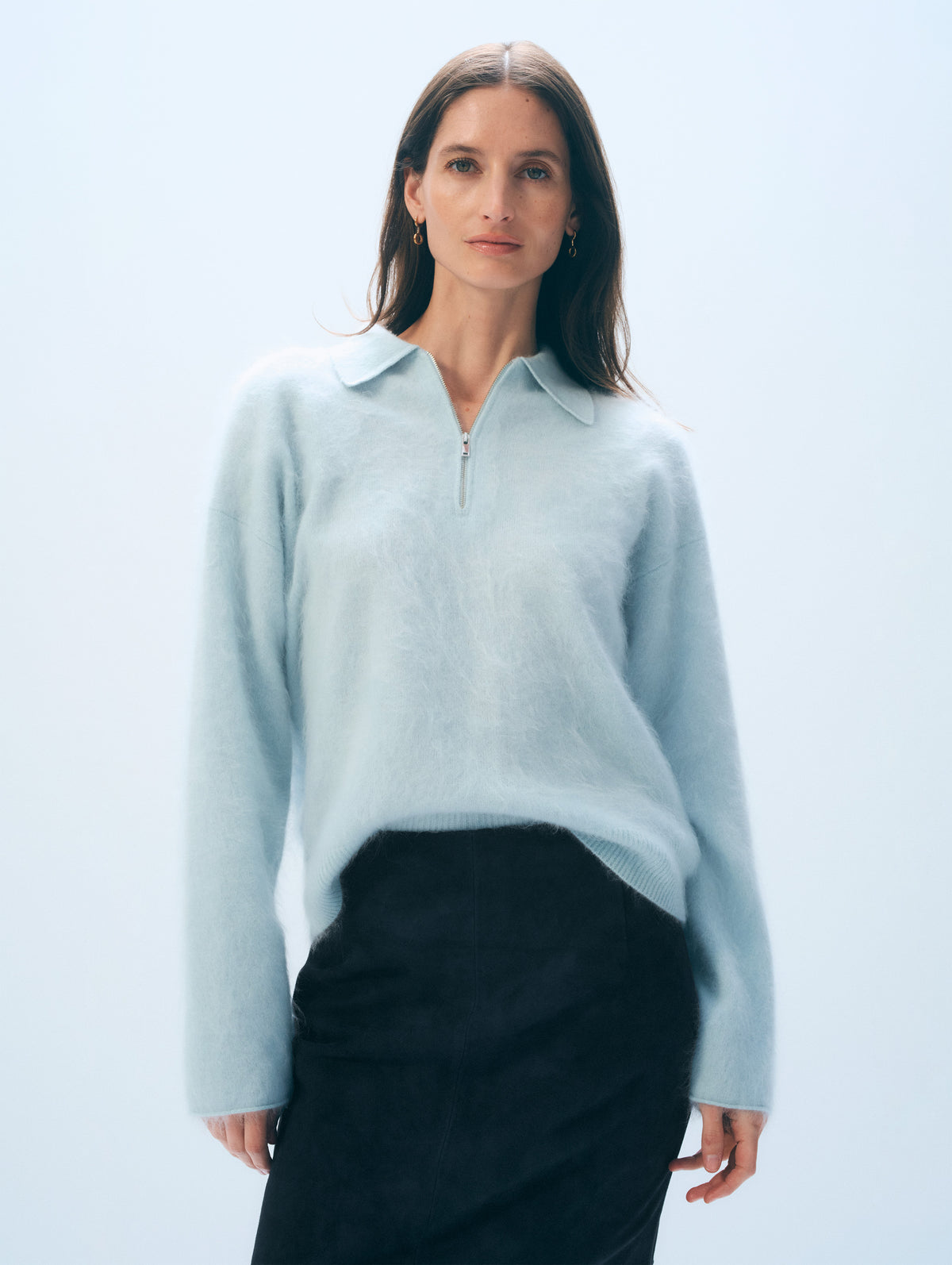 Brushed Cashmere Quarter-Zip | Seafoam Blue