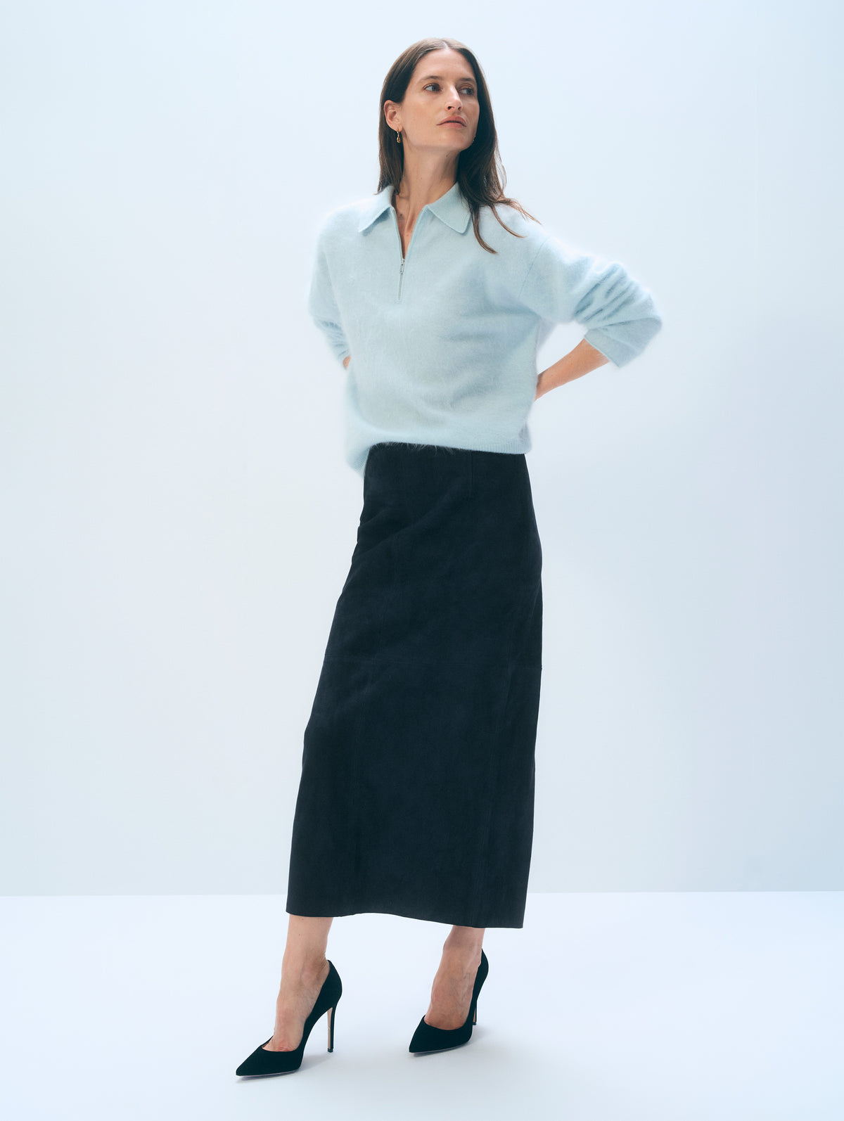 Brushed Cashmere Quarter-Zip | Seafoam Blue