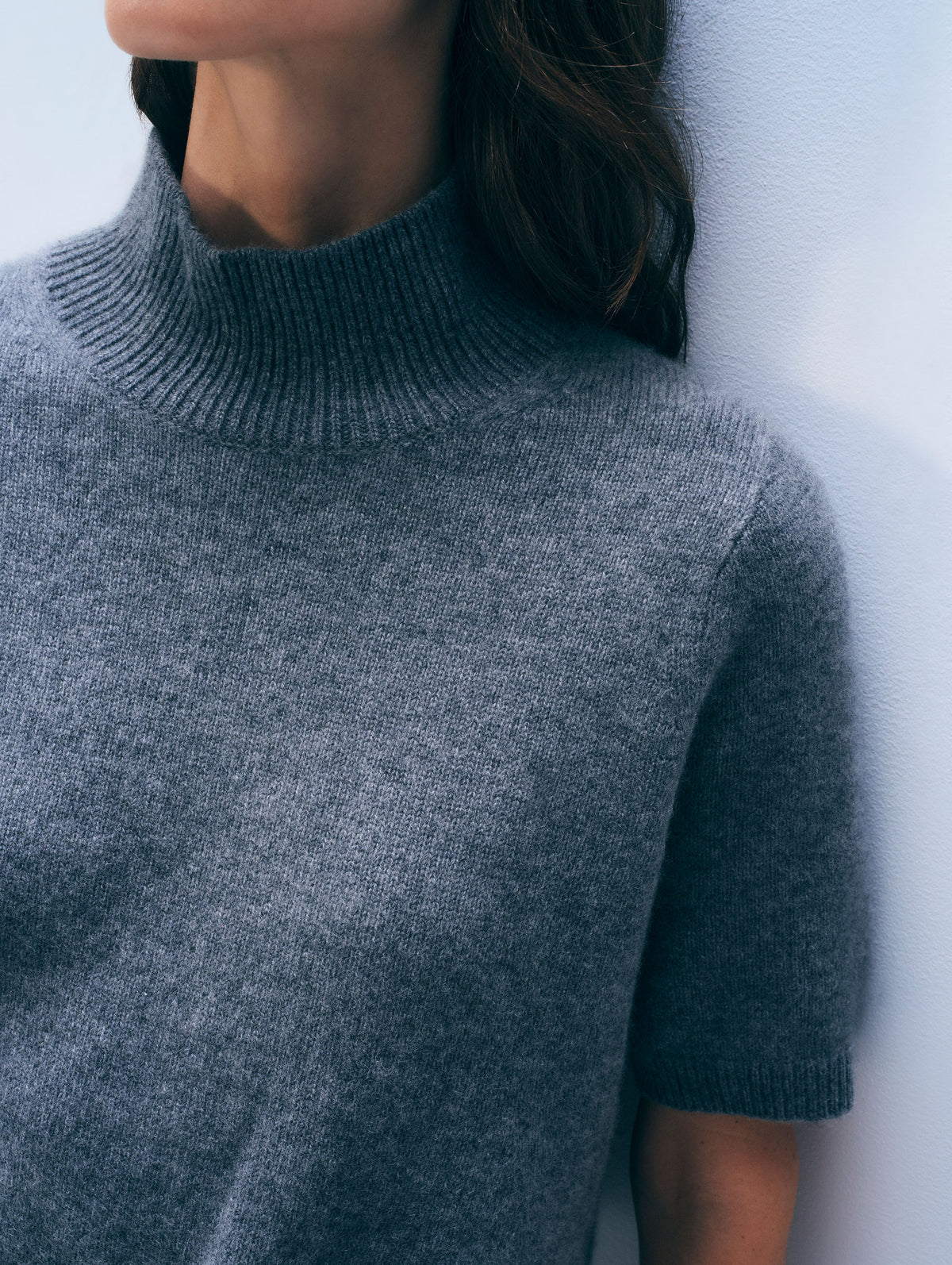 Cashmere Mockneck Tee | Graphite Heather