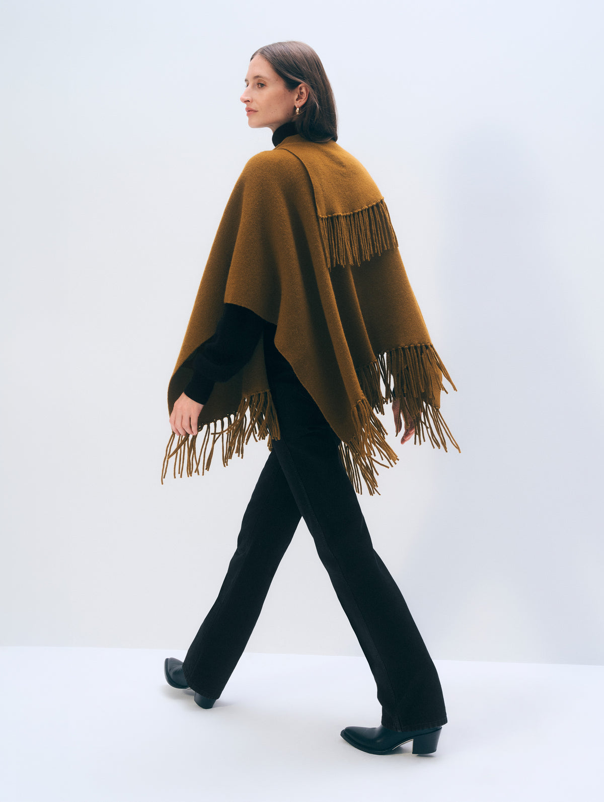 Cashmere Blend Fringe Poncho