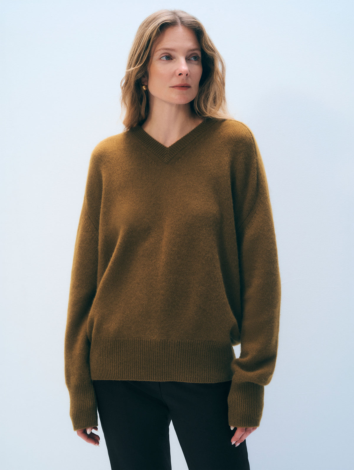 Cashmere Saddle Sleeve V Neck