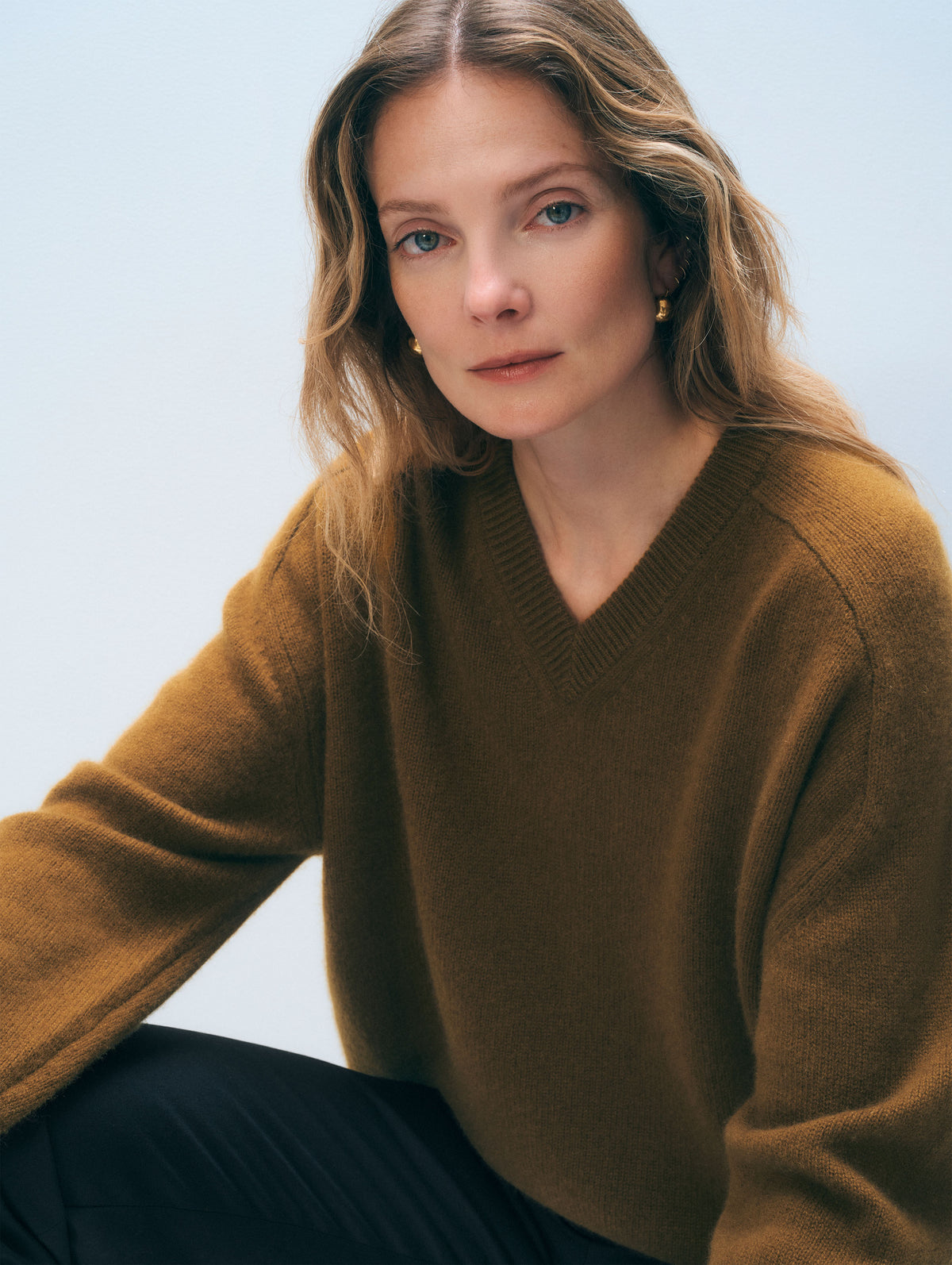 Cashmere Saddle Sleeve V Neck