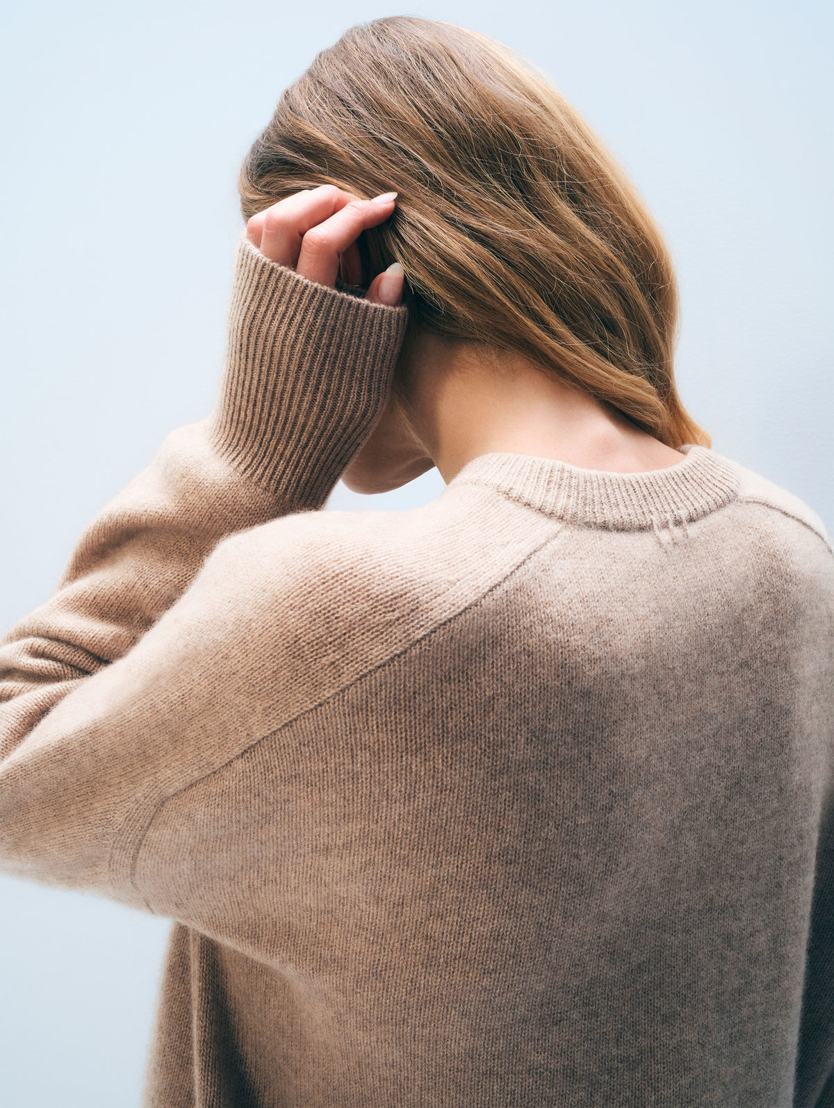 Cashmere Saddle Sleeve V Neck | Taupe Heather