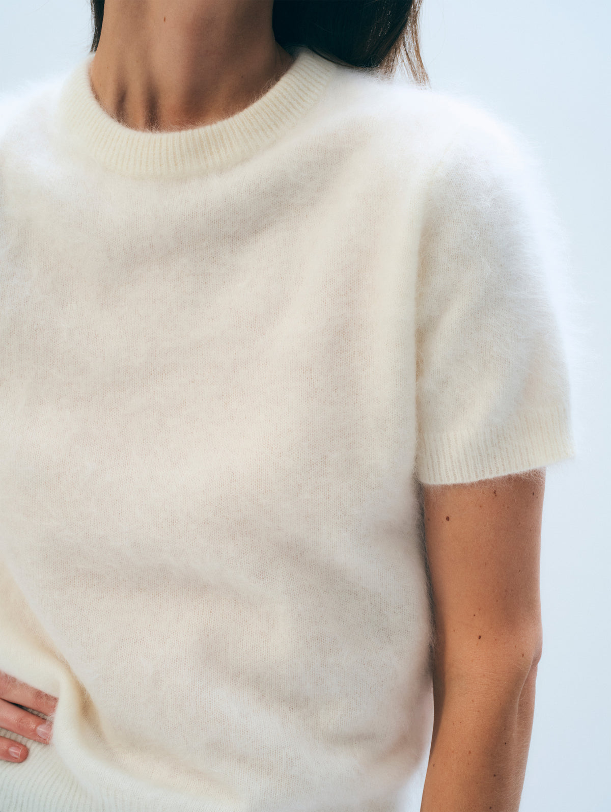Brushed Cashmere Blend Tee | Ivory