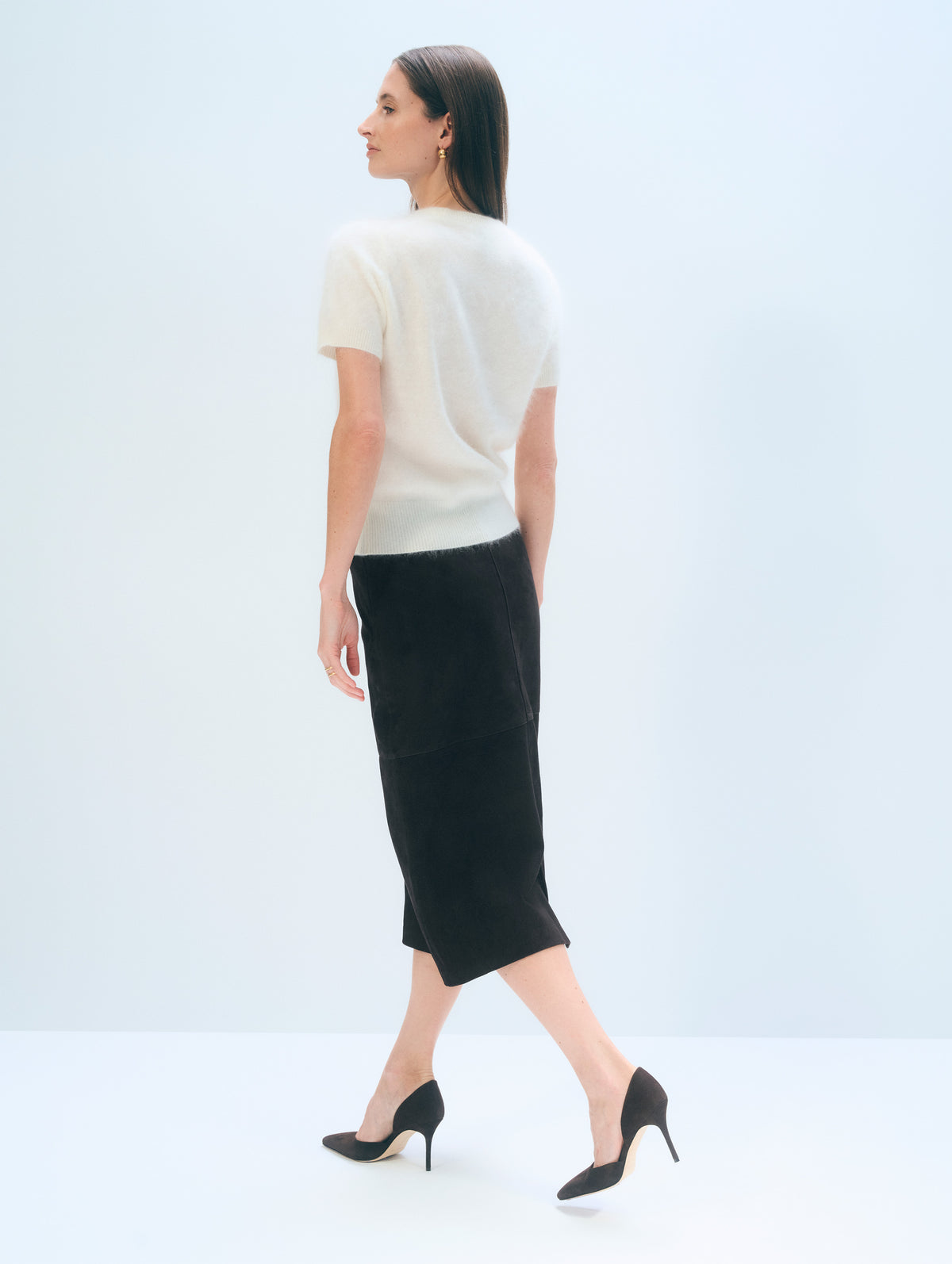 Brushed Cashmere Blend Tee | Ivory
