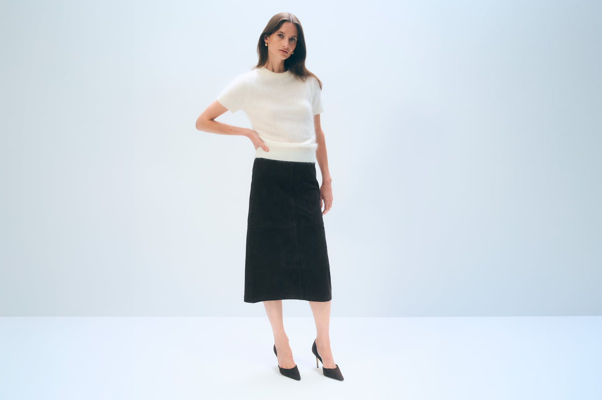 Brushed Cashmere Blend Tee | Ivory