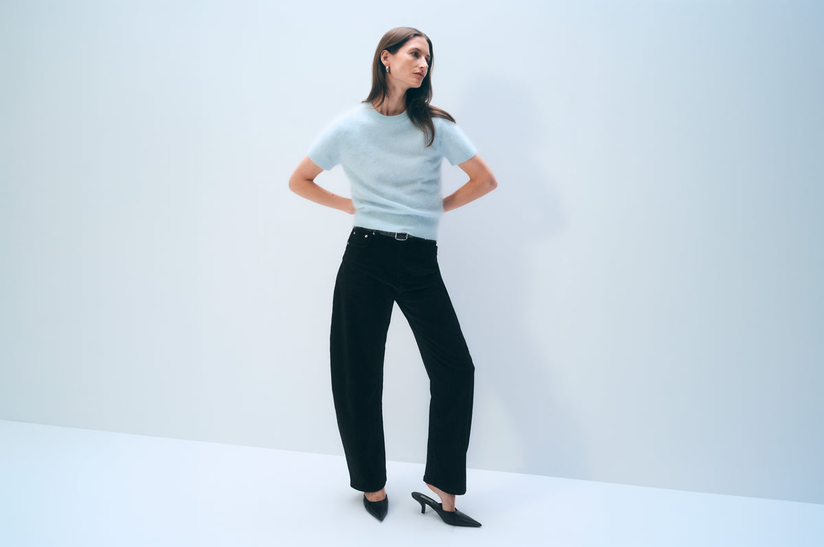 Brushed Cashmere Blend Tee | Seafoam Blue