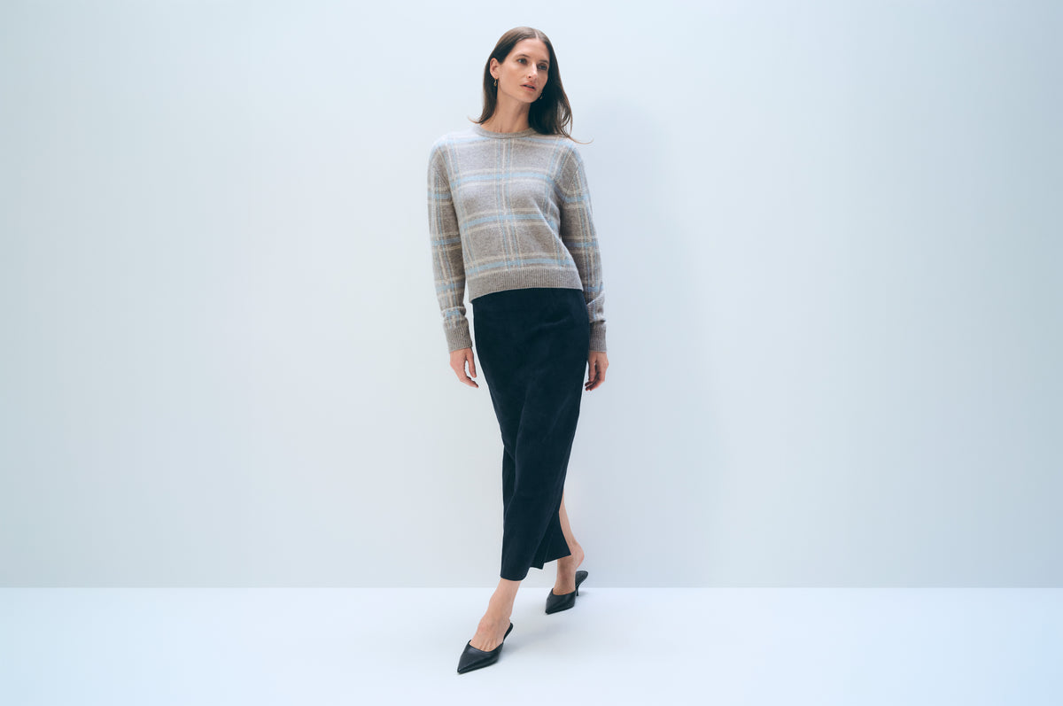 Cashmere Plaid Crewneck