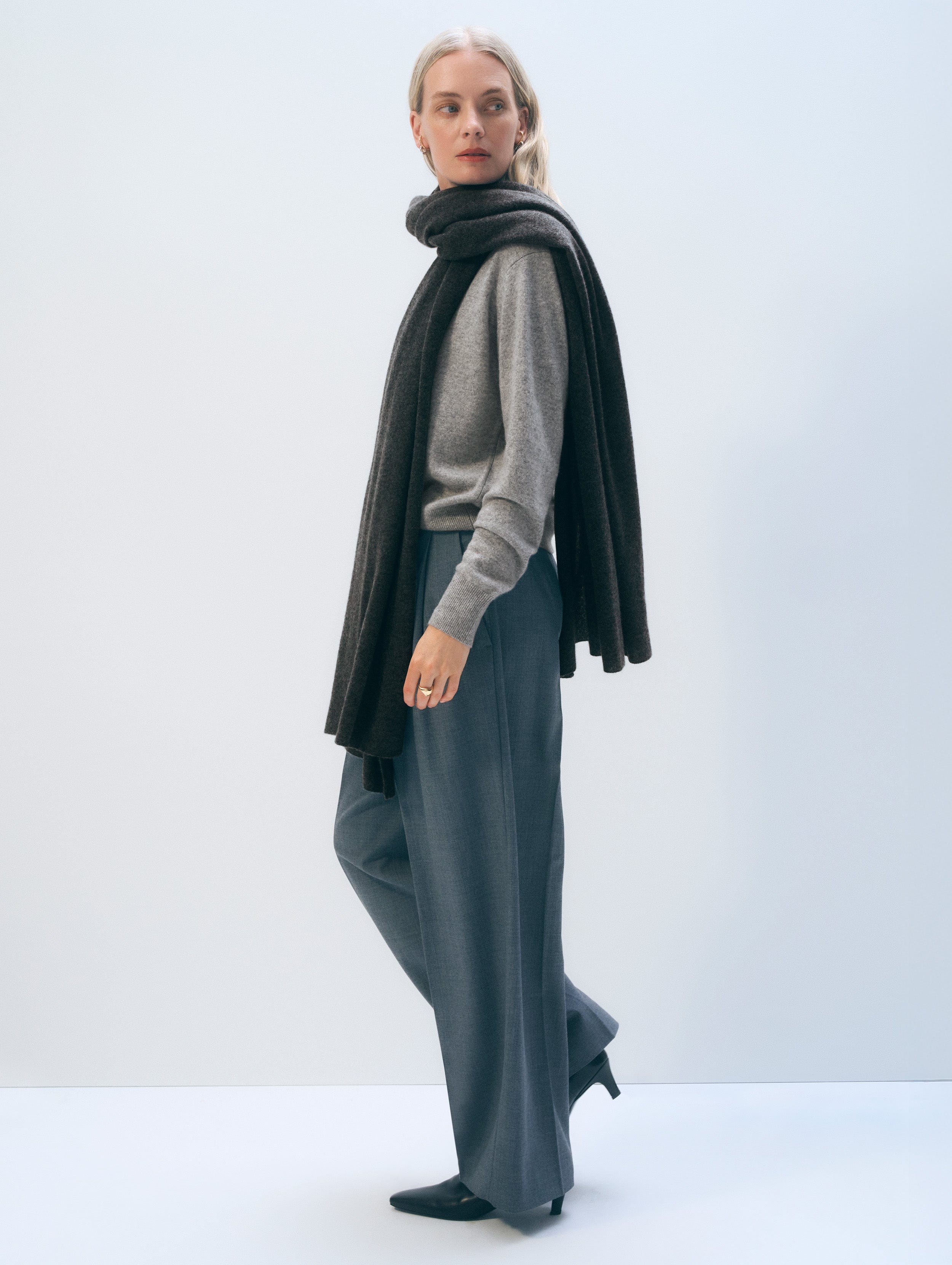 Cashmere Travel Wrap | Dark Slate Heather