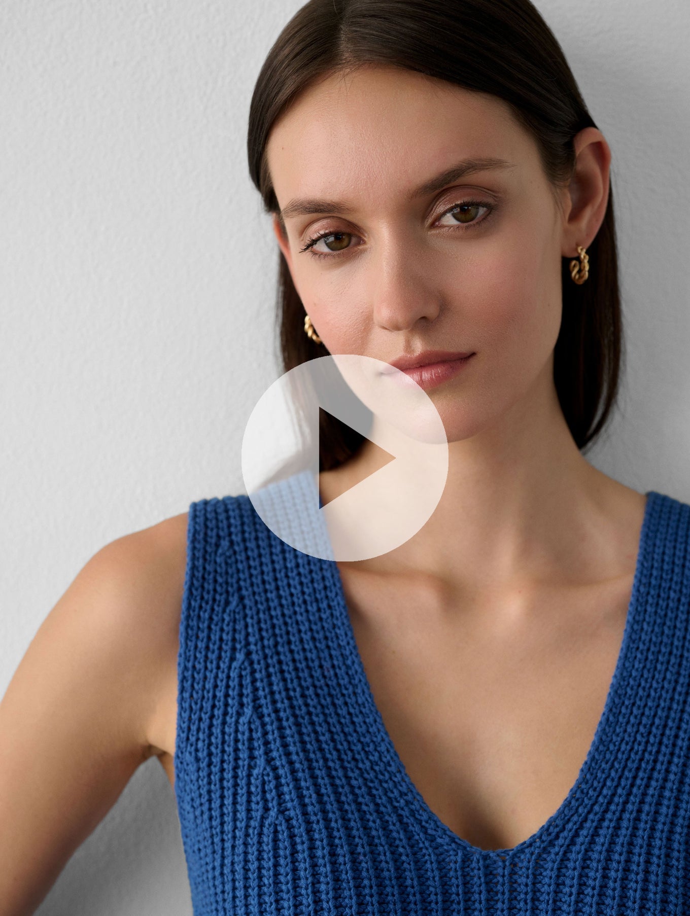 Cotton Tape Sleeveless Ribbed V Neck