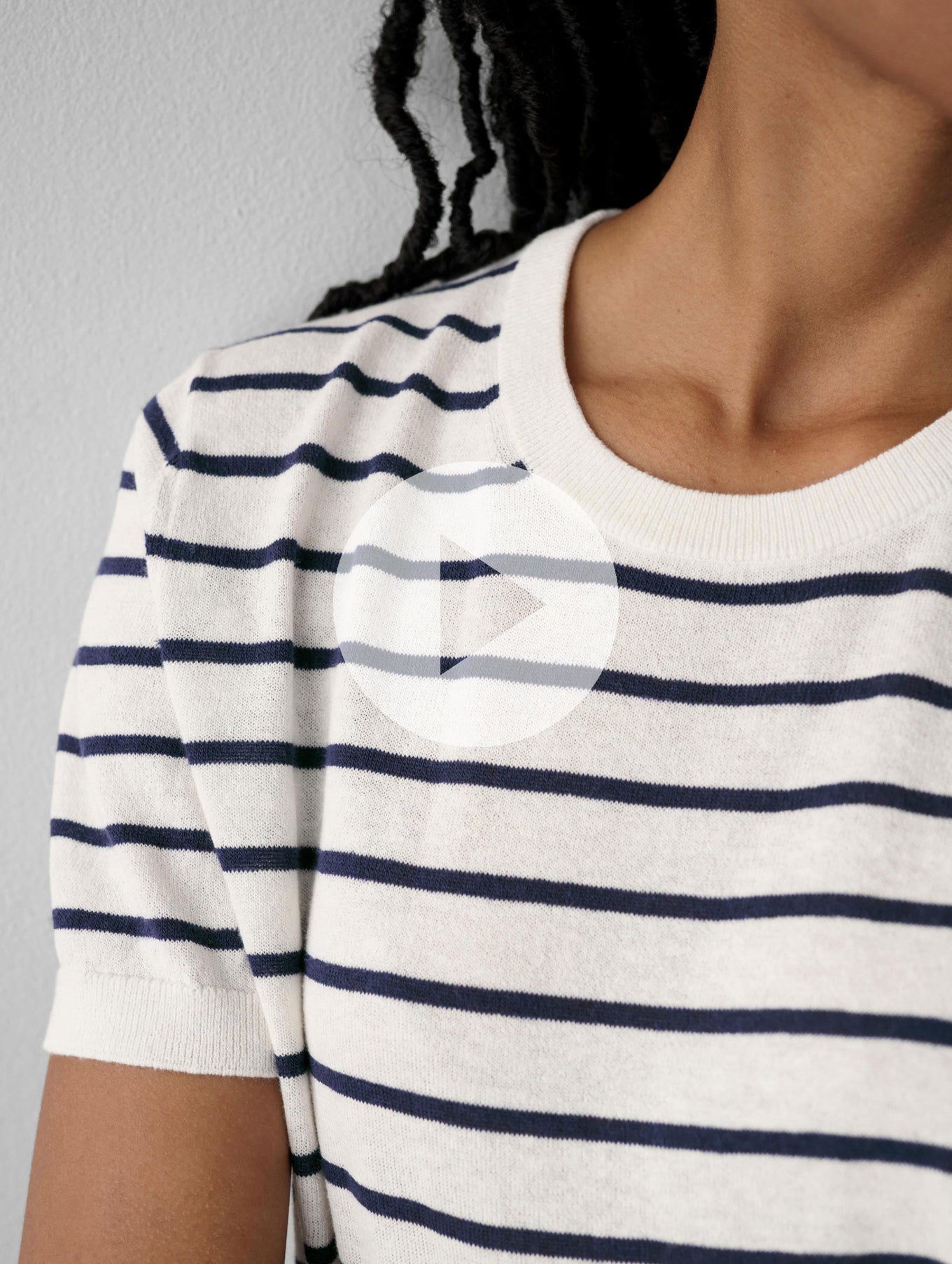 Cotton Hemp Gauze Striped T-Shirt