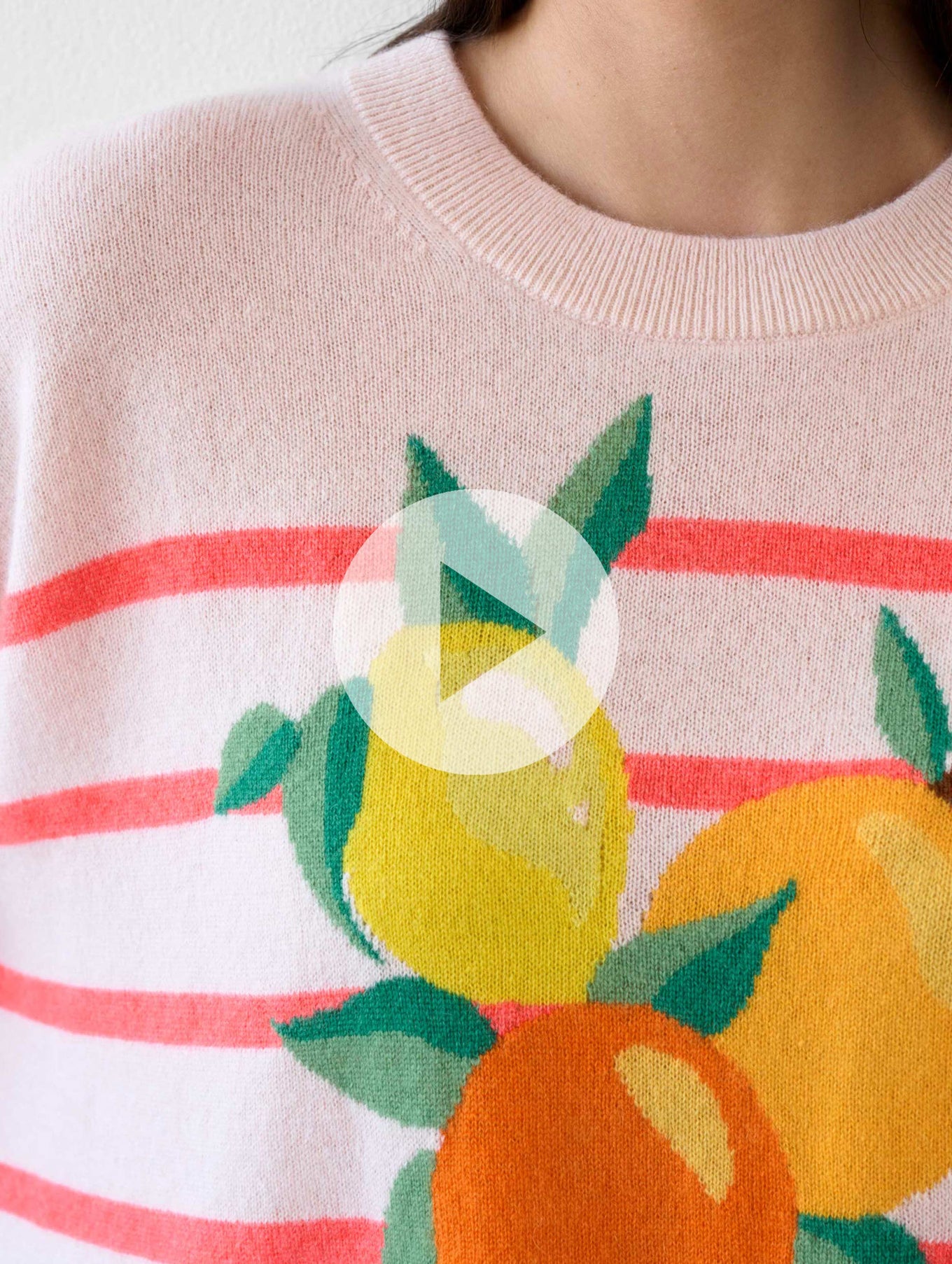 Cashmere Ramona Striped Citrus Crewneck