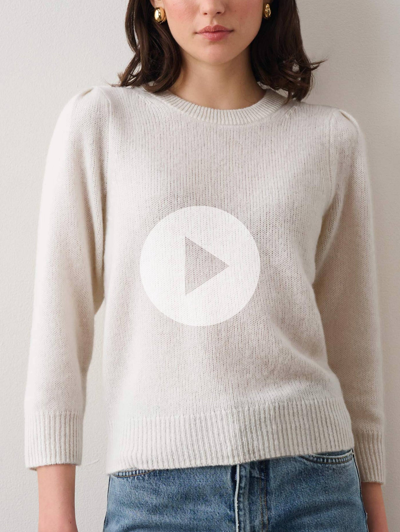 Cashmere Puff Sleeve Crewneck