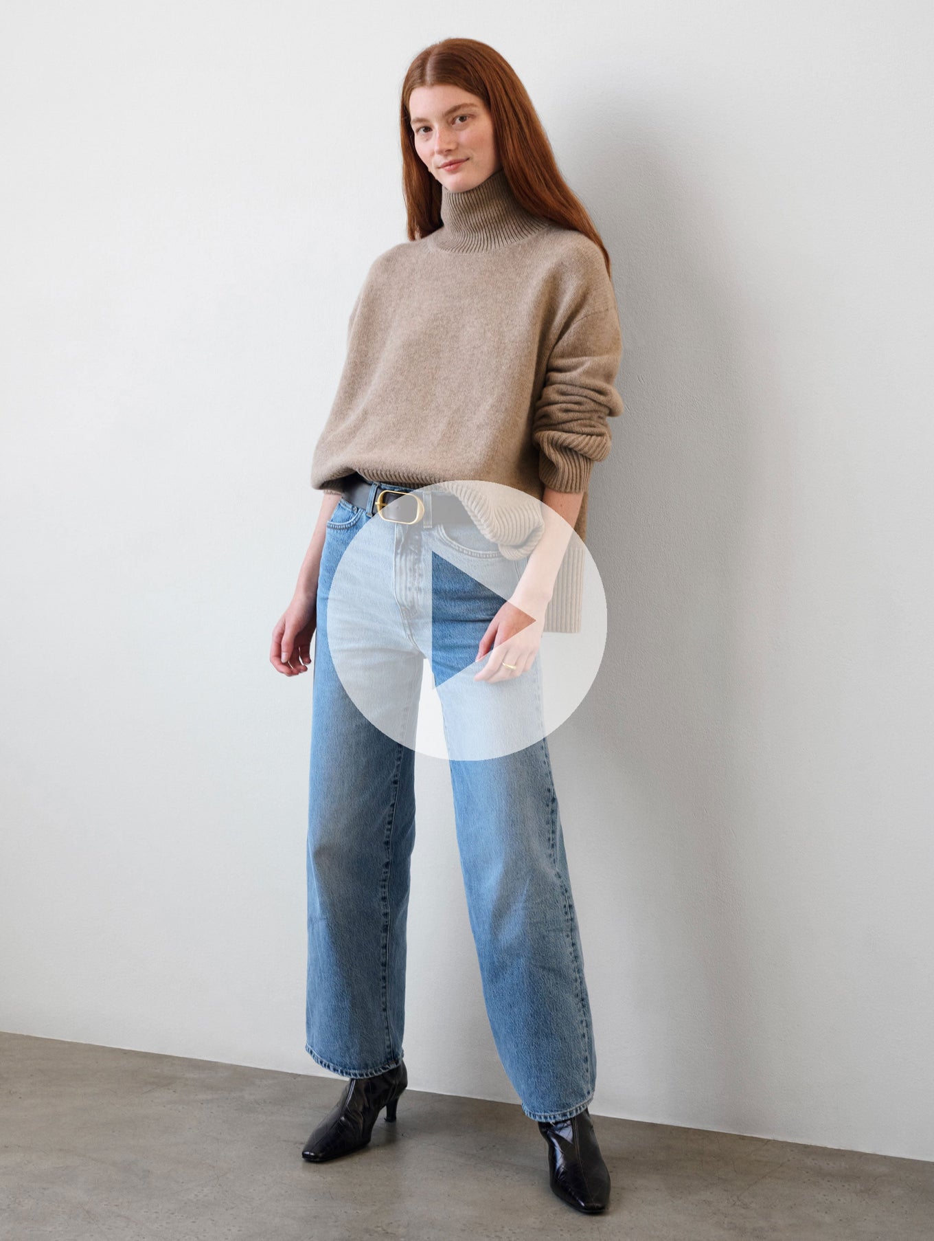 Merino Cashmere Ribbed Trim Standneck
