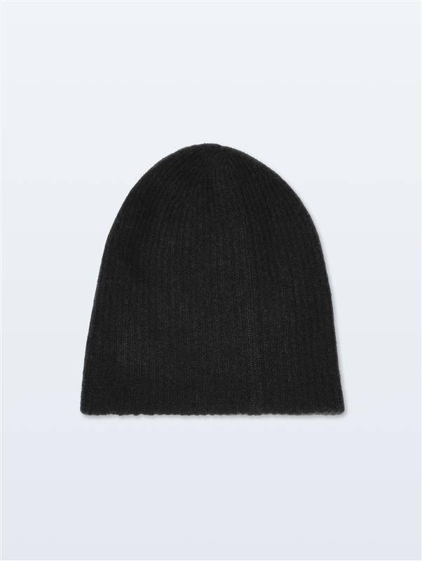 Cashmere Ribbed Beanie | Black