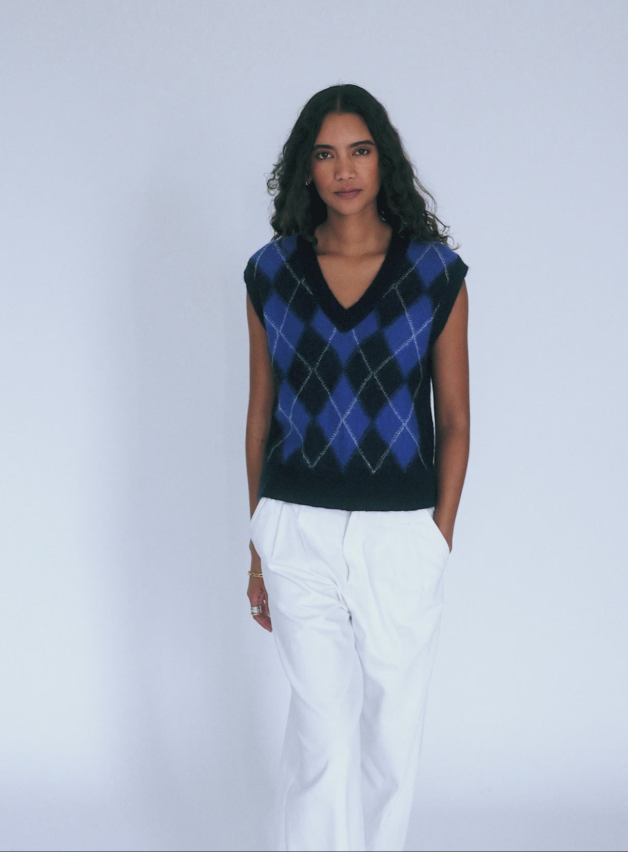 Mohair Luxe Argyle Vest