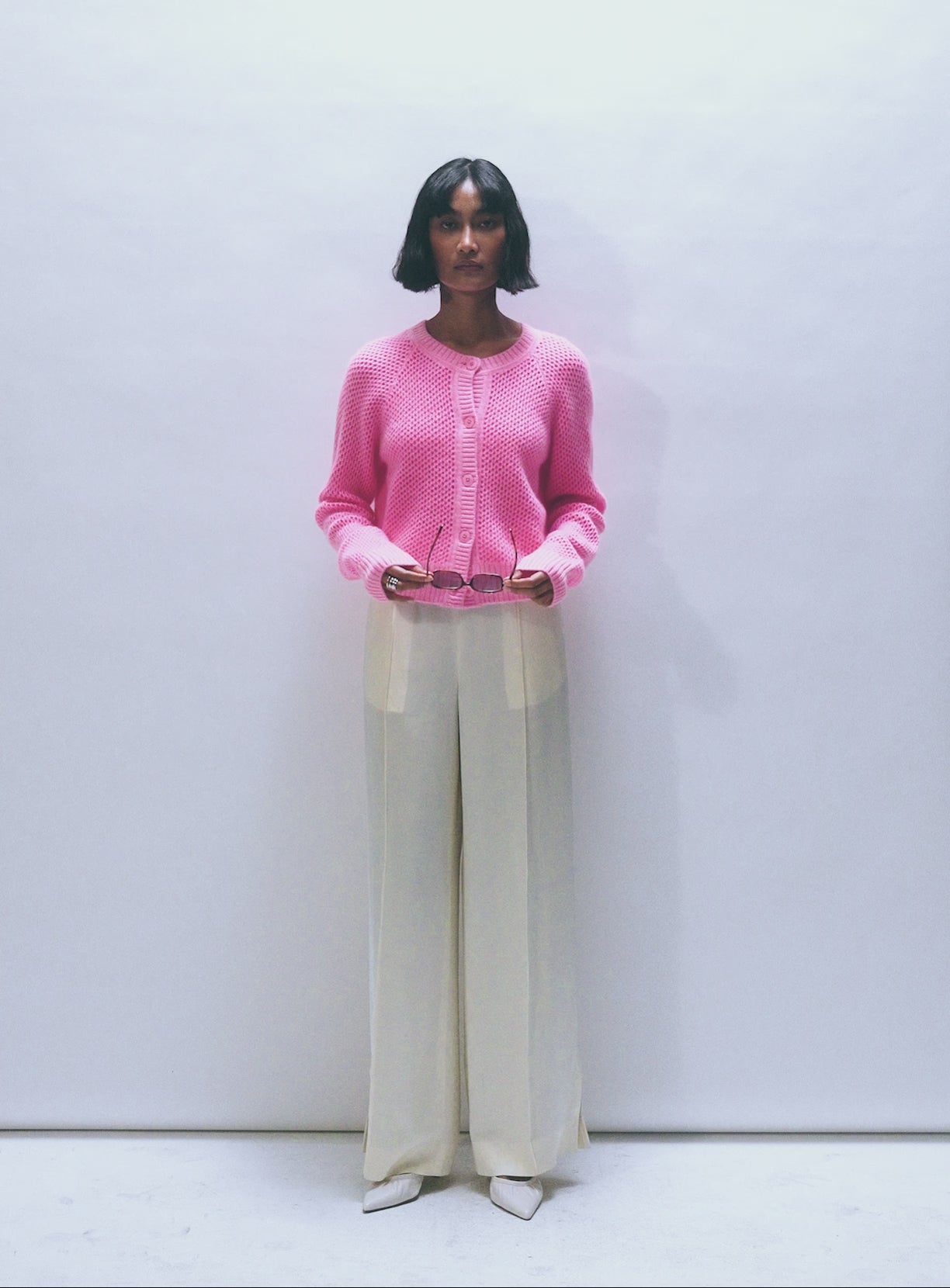 Cashmere Mesh Cardigan | Pink Buds