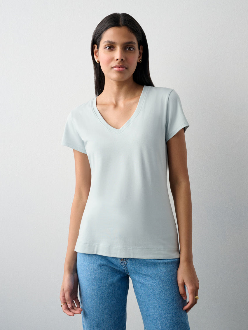 Cotton Modal V Neck Tee