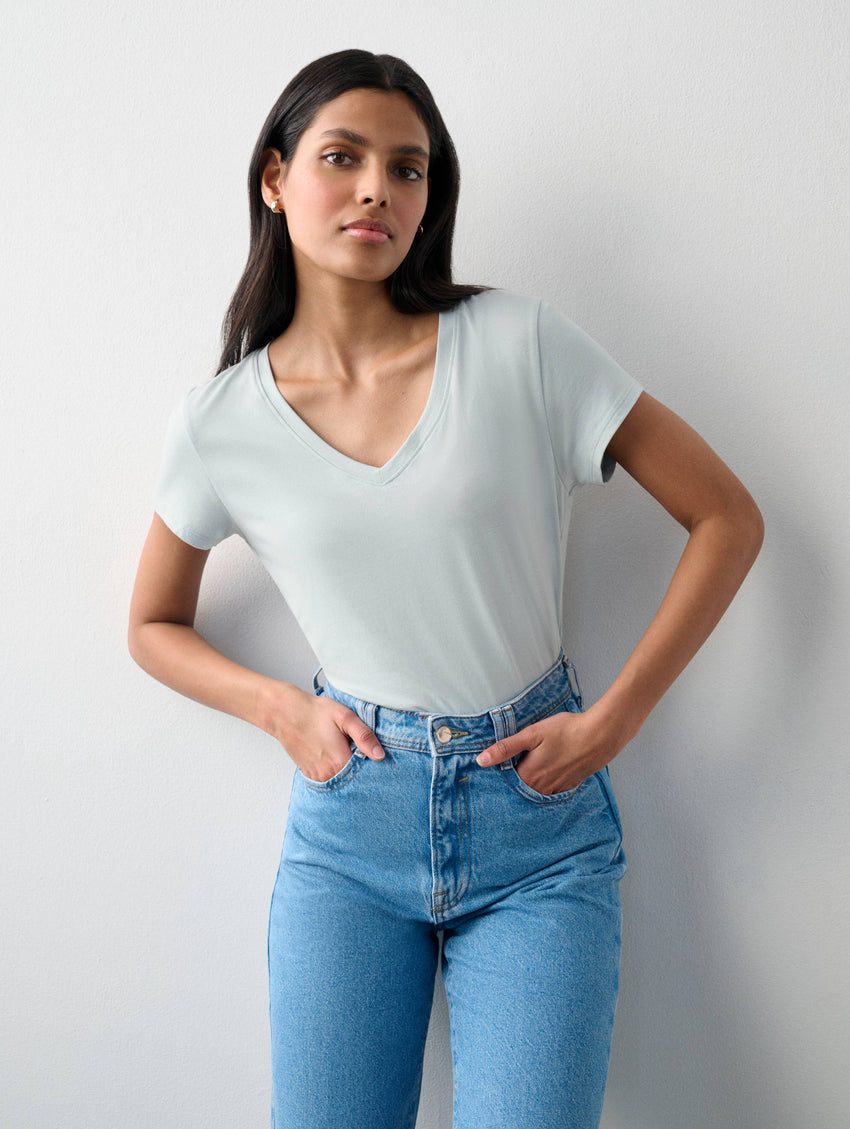 Cotton Modal V Neck Tee