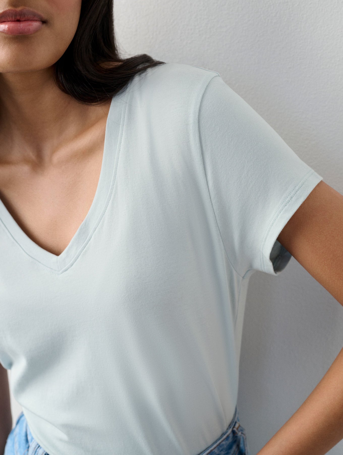 Cotton Modal V Neck Tee