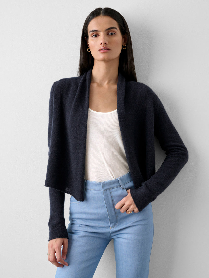 Cashmere Cropped Trapeze Cardigan