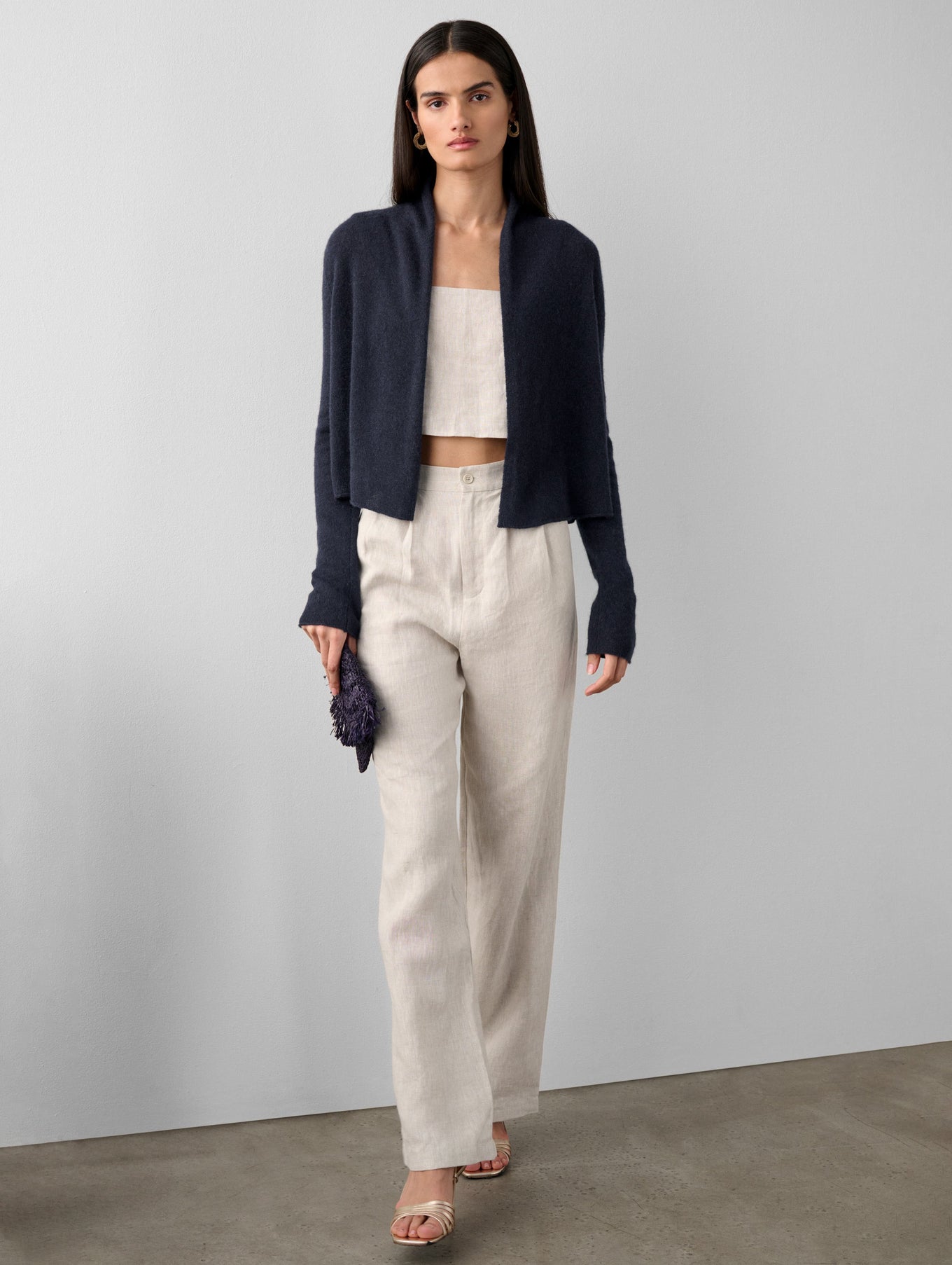 Cashmere Cropped Trapeze Cardigan