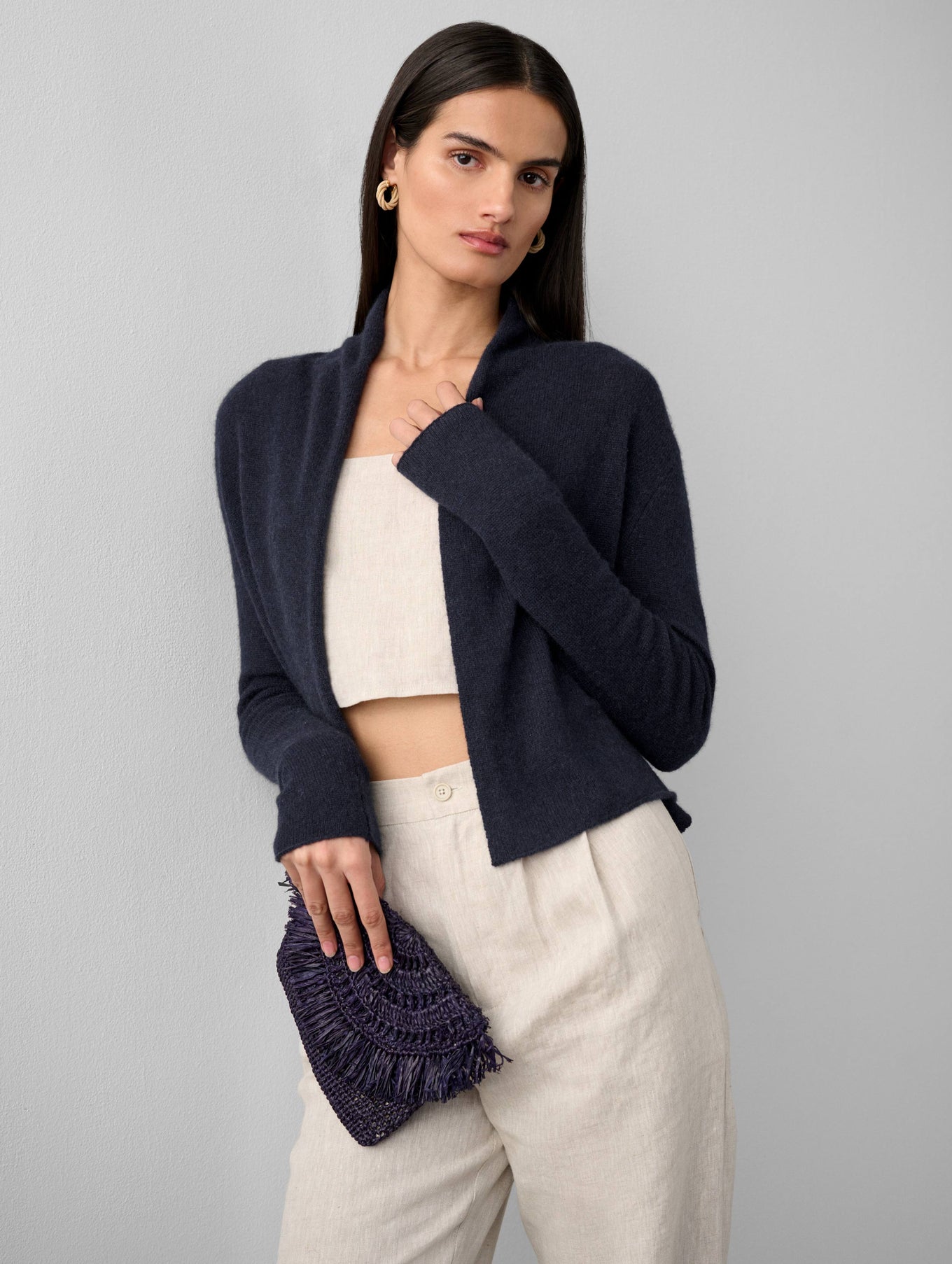 Cashmere Cropped Trapeze Cardigan