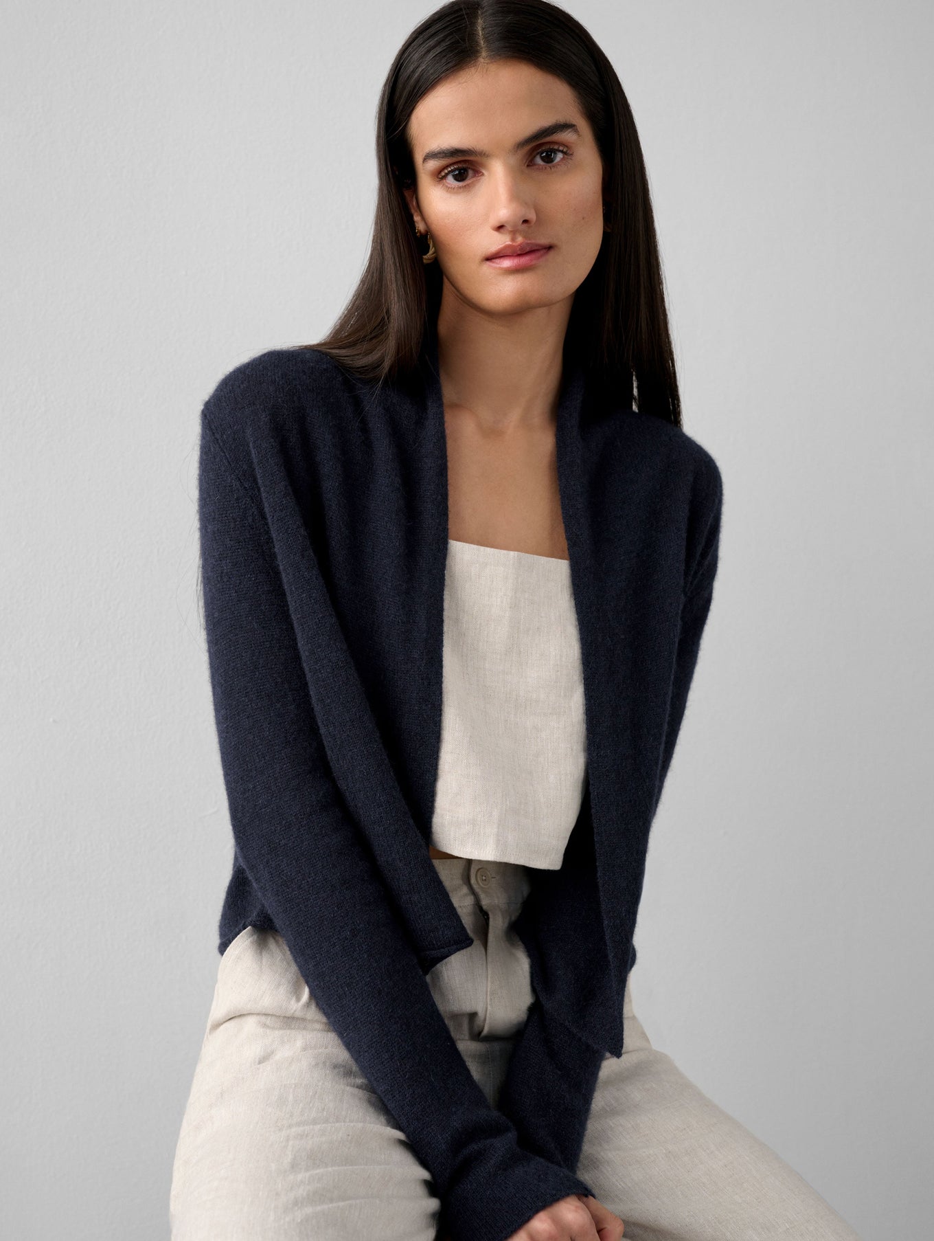 Cashmere Cropped Trapeze Cardigan