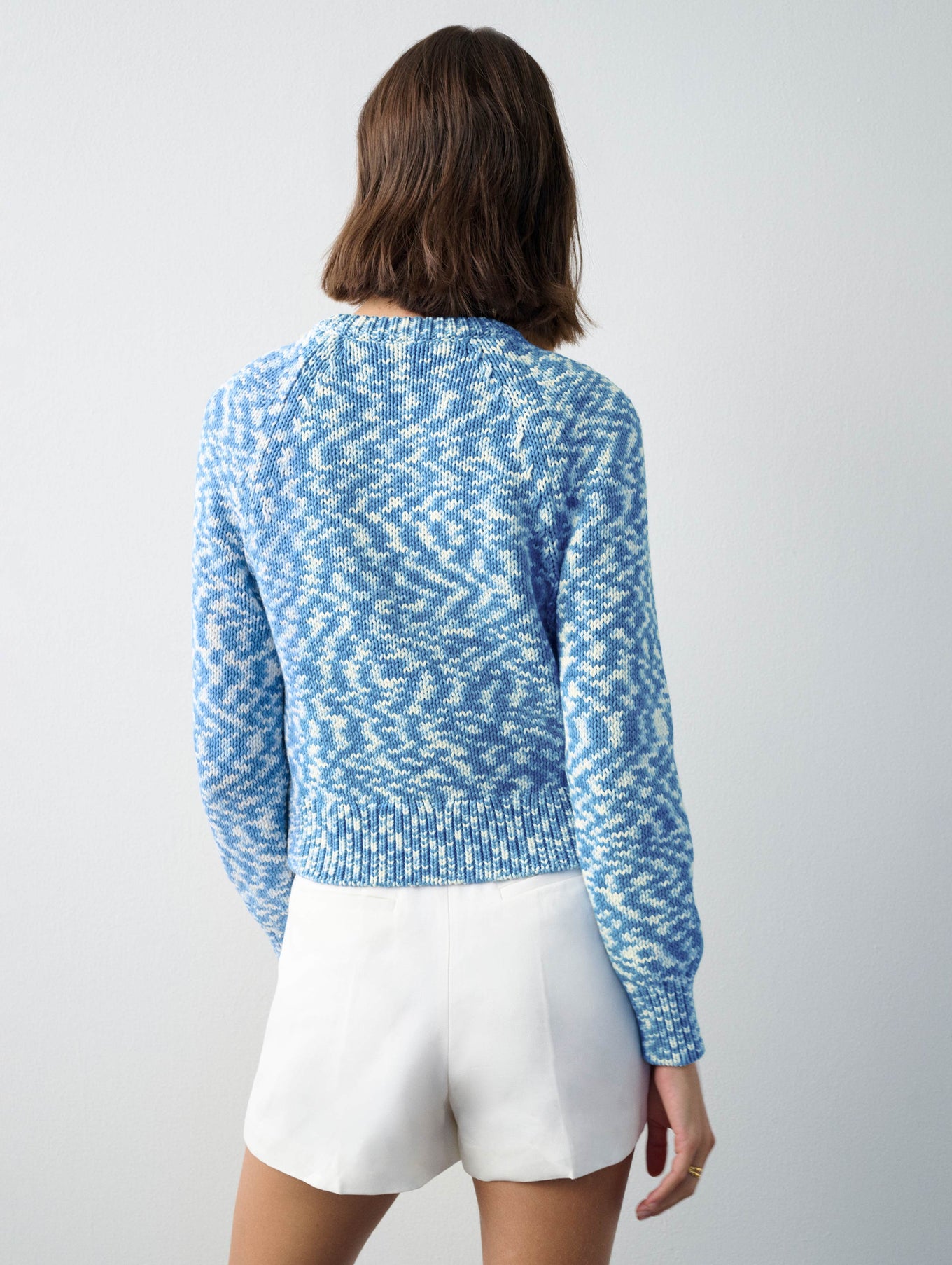 Cotton Rope Marled Crewneck Cardigan