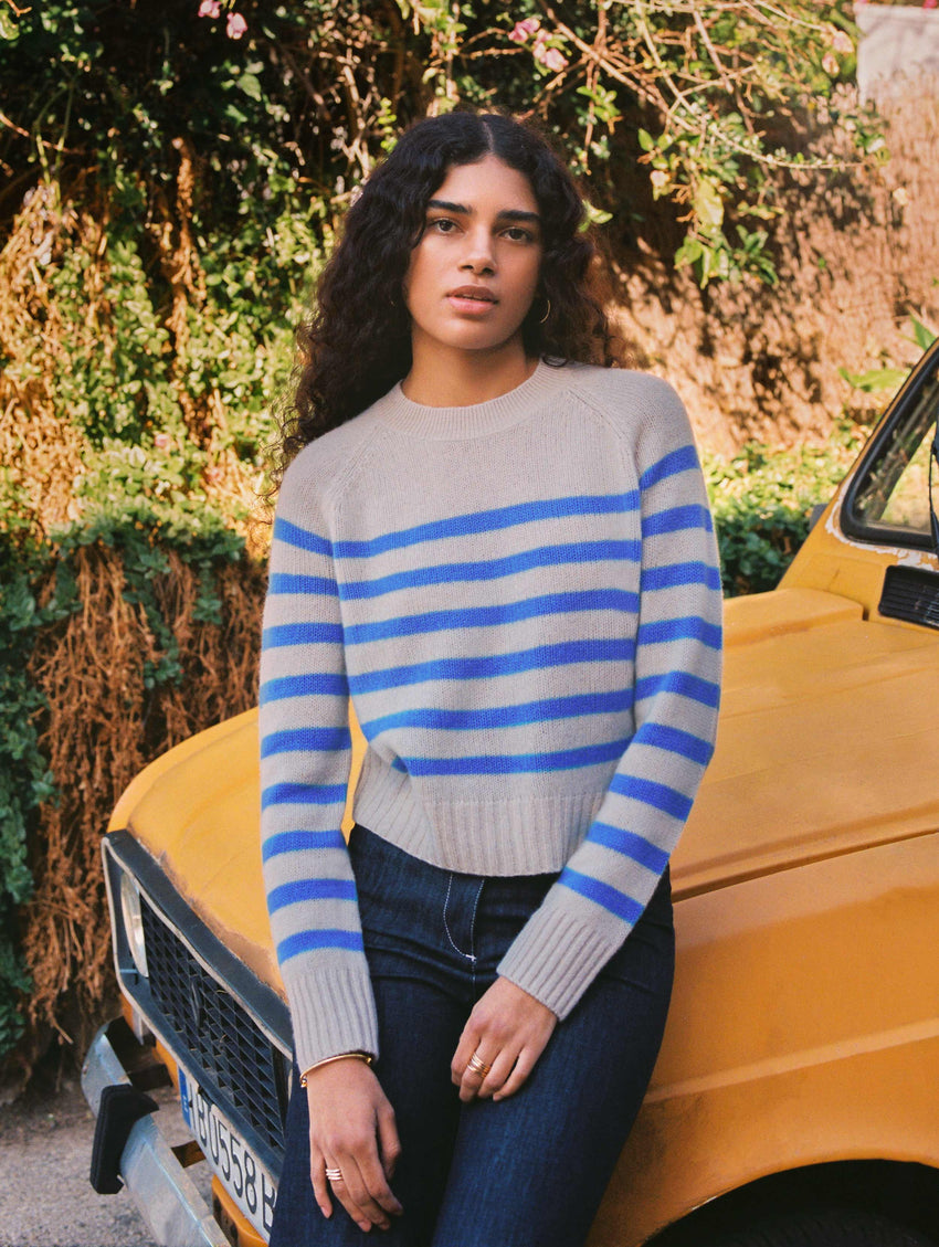 Cashmere Striped Crewneck