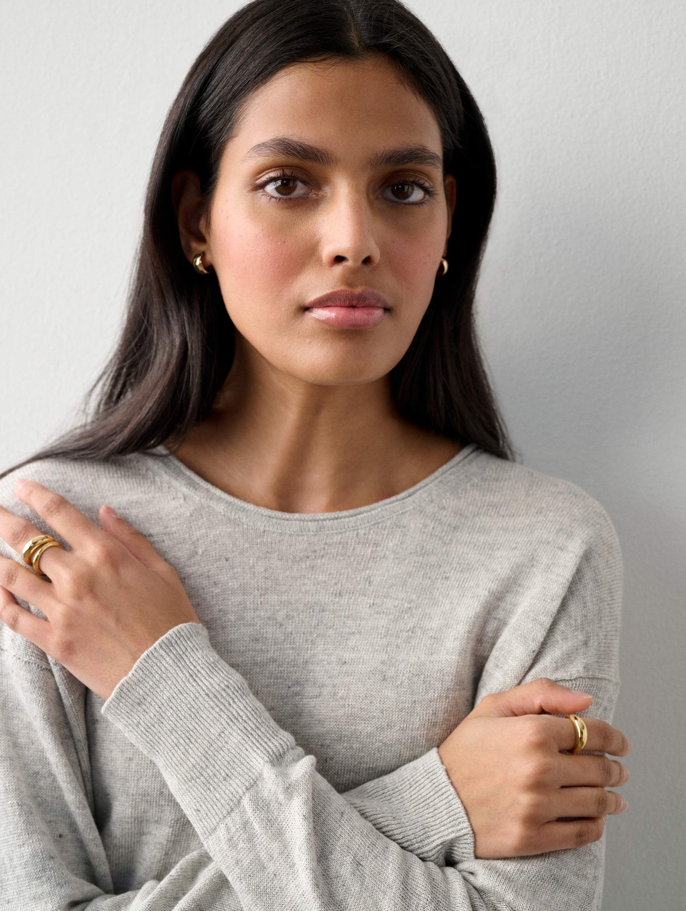 Linen Rib Trim Crewneck