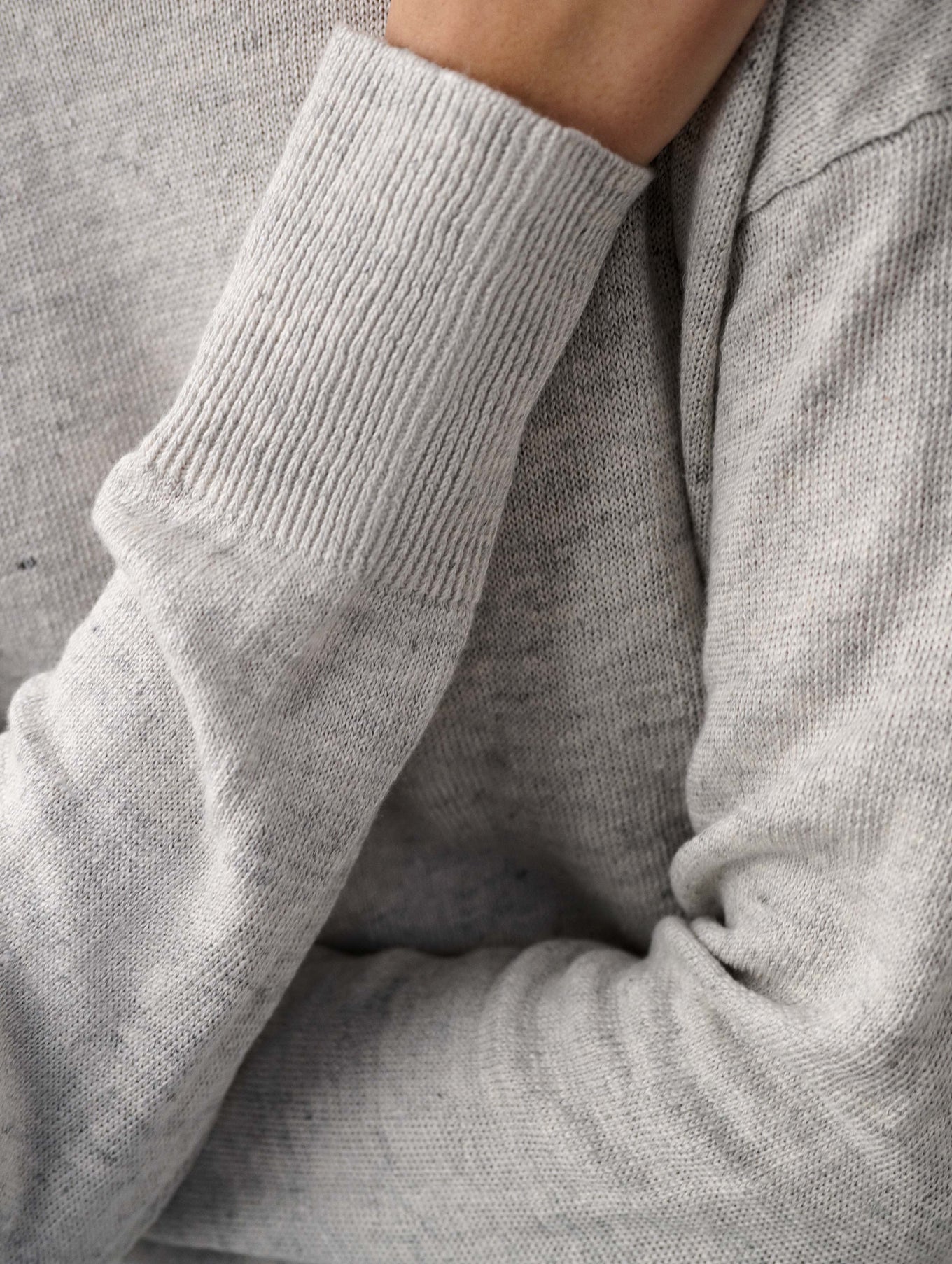 Linen Rib Trim Crewneck
