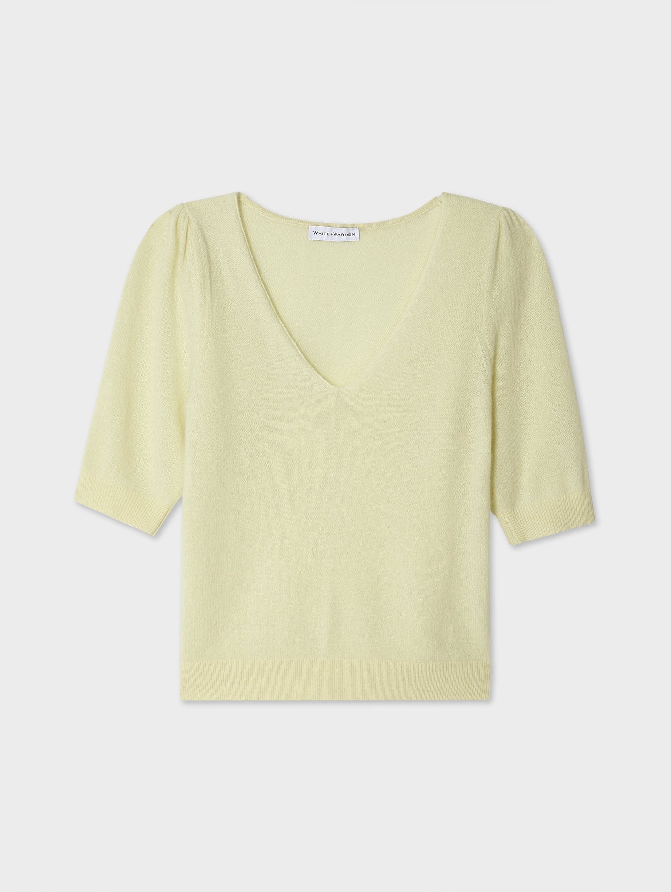 Cashmere Puff Sleeve V Neck