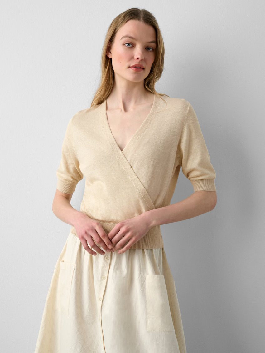 Linen Blend Wrap Top